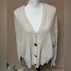 American Eagle Outfitters Cream Knit oversized Cardigan, XL
